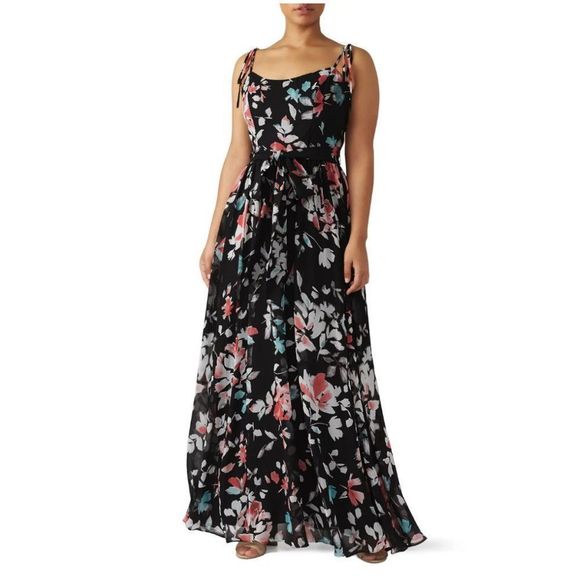 Dress The Population Hollie Black Floral Maxi